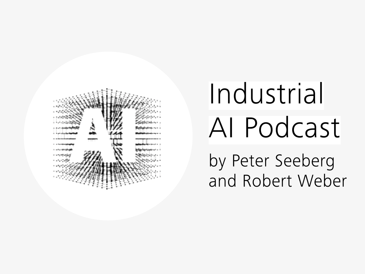 Logo of “Industrial AI Podcast” with black AI typography, by Peter Seeberg and Robert Weber.