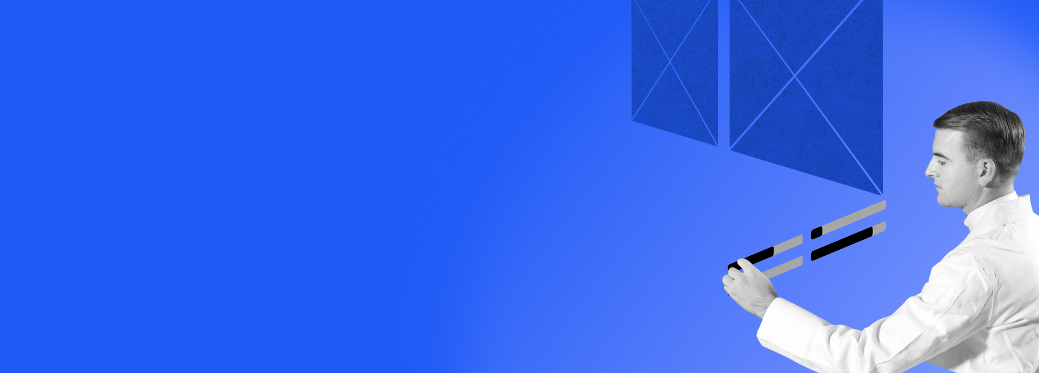 Ein Mann mit weißem Hemd schiebt einen Schieberegler.
