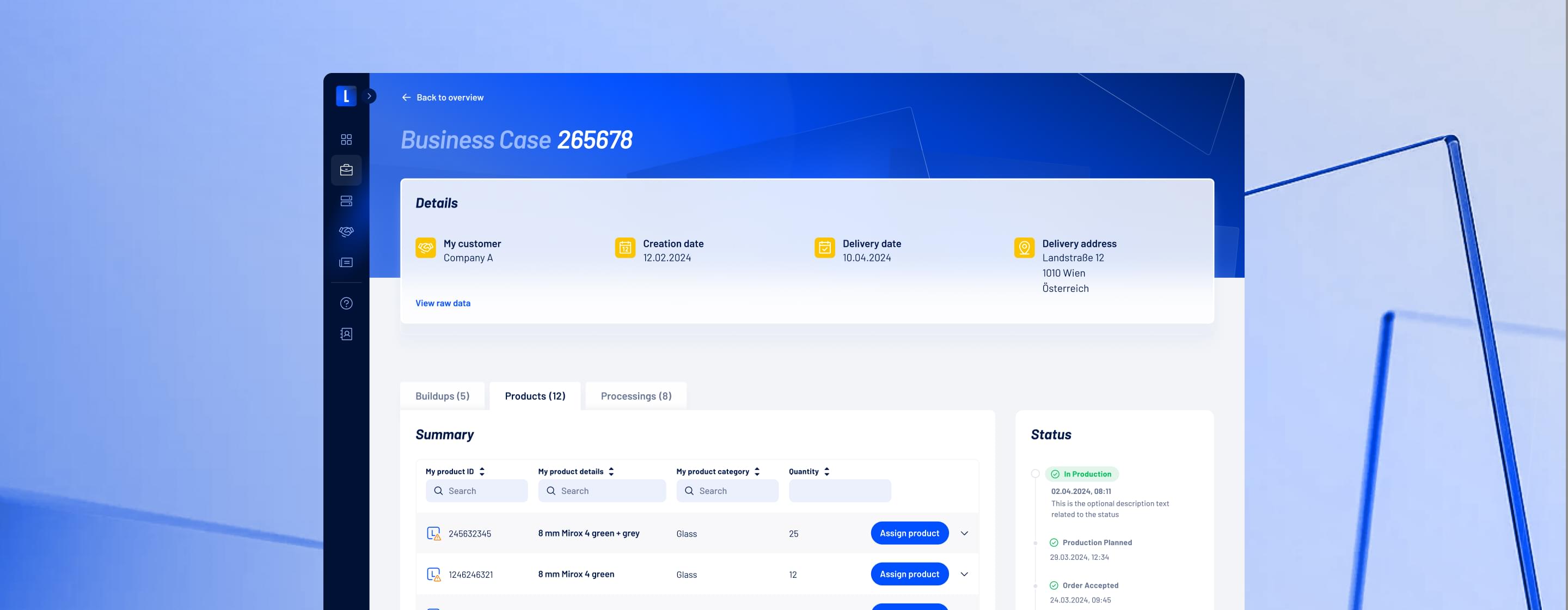 Lumeso-Dashboard mit Kunden- und Produktdaten auf einer übersichtlichen UI