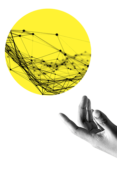 Hand mit gelber Kugel