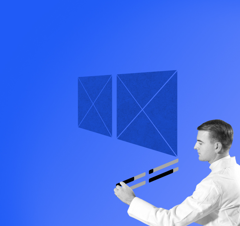 Ein Mann mit weißem Hemd schiebt einen Schieberegler.
