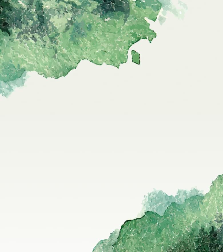 Abstrakte grüne Aquarellstruktur auf hellem Hintergrund, offen gestaltet mit zentralem Leerraum.